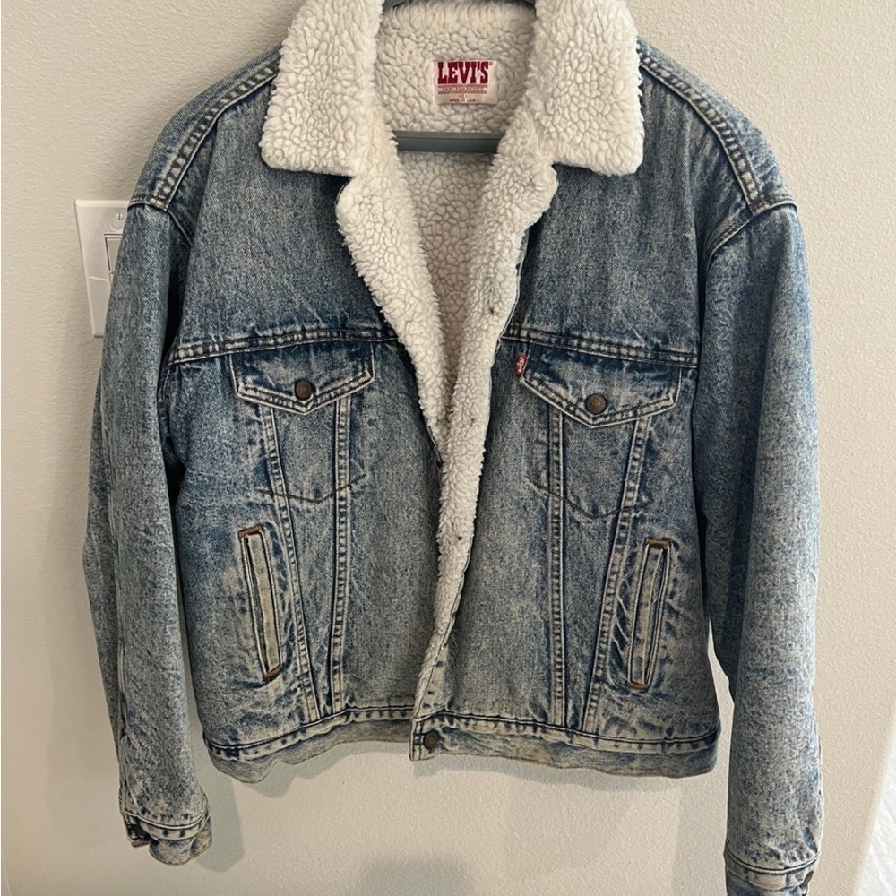 Levi's Blue Denim Sherpa Jacket